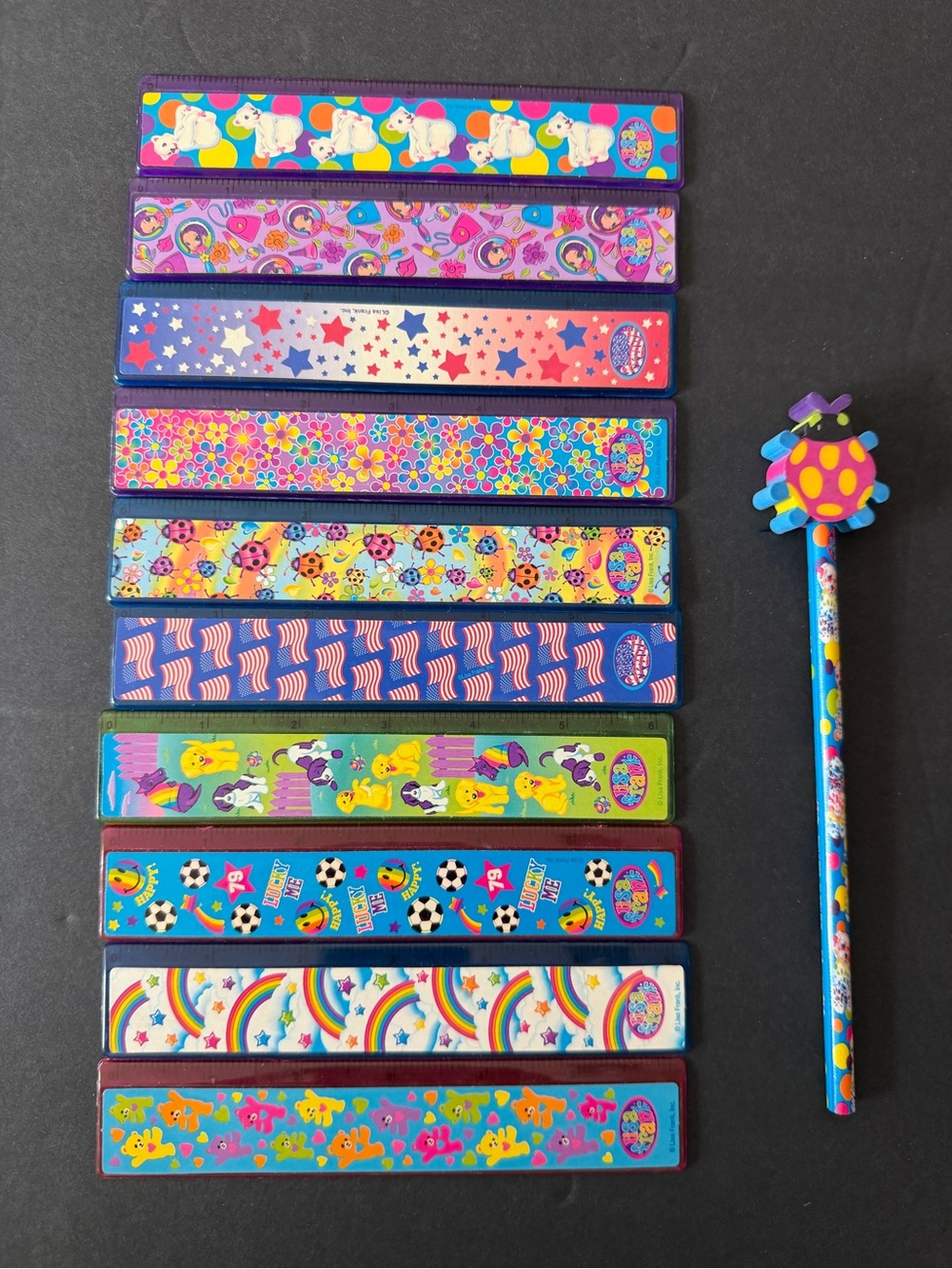 Lisa Frank 6 inch rulers and pencil